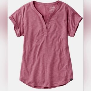 L.L. Bean Women's Streamside Tee, Short-Sleeve Splitneck, Regular, L
